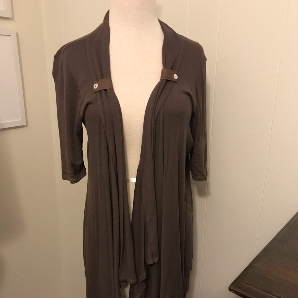 Anthropologie Splendid L brown wrap jacket knit